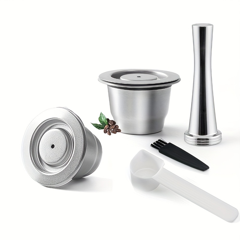 Image of Stainless Steel Reusable Coffee Capsule Shell Compatible With Nes Original Series Coffee Machines Coffee Filter With Tamper Set