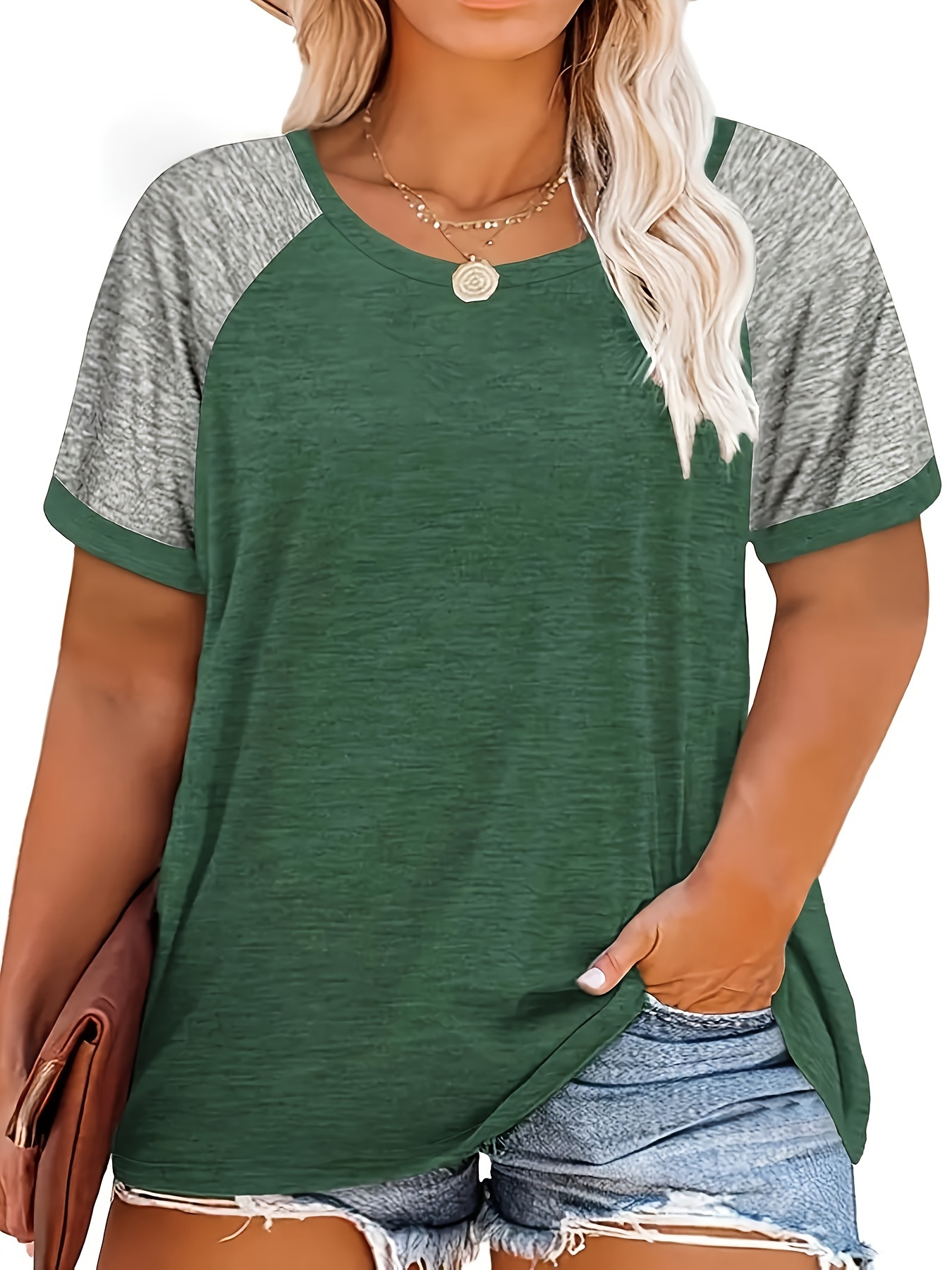 Raglan Sleeve Print T shirt Plus Size Casual Crew Neck Short - Temu ...