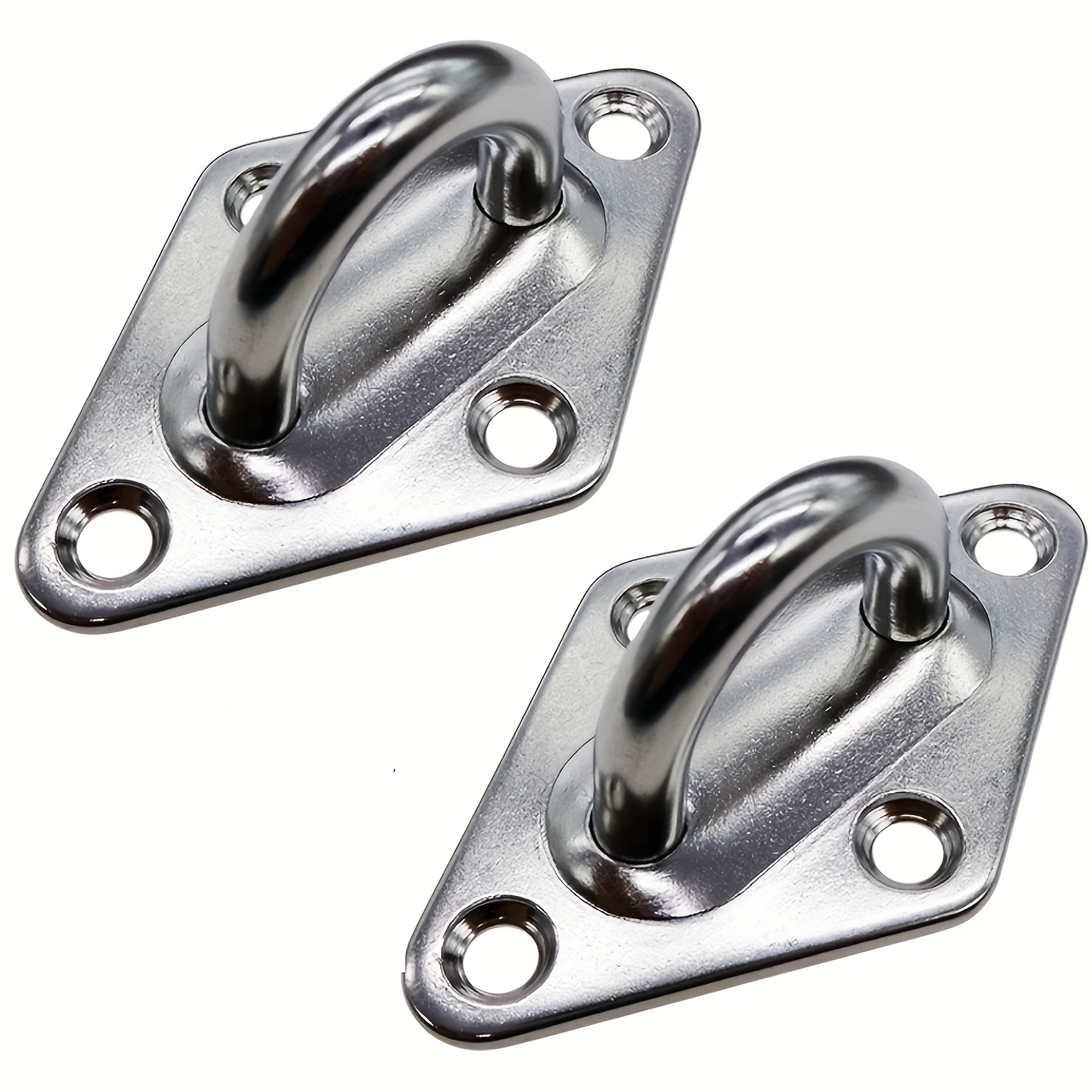 TEMU 2 piezas/4 piezas Placa de ojo resistente 304 Acero inoxidable Placa de ojo oblonga de U Anillo de grapas Gancho de bucle Ganchos de hamaca para