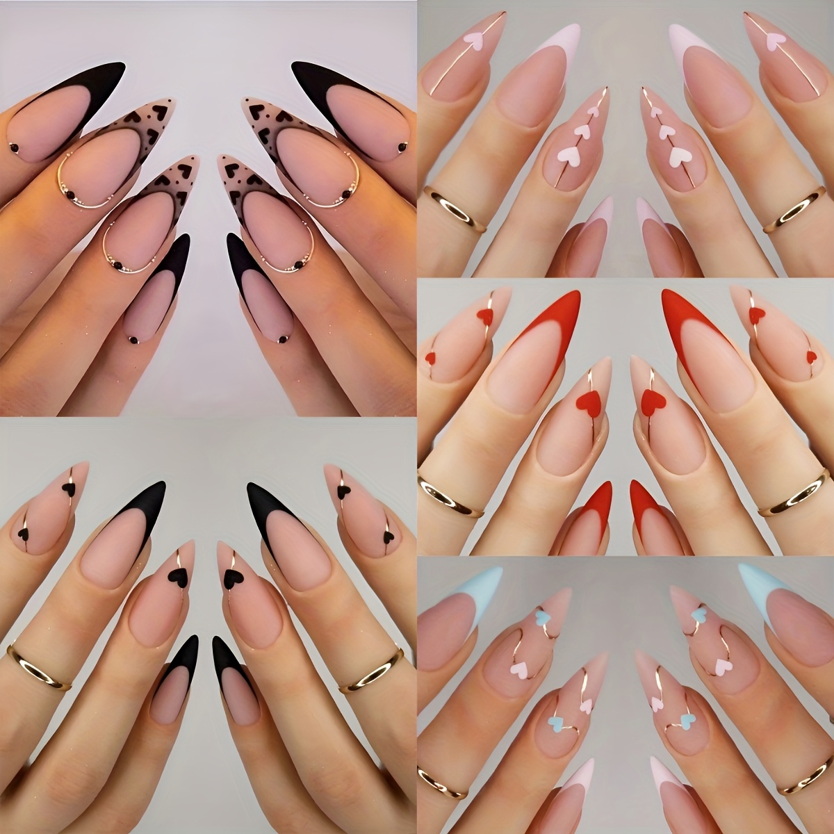 TEMU Get Romantic With A 120pcs Medium-length Almond Nail Valentine's Day Set, Featuring Heart-shaped French Full-cover False Nails, A Perfect Gift For Women And