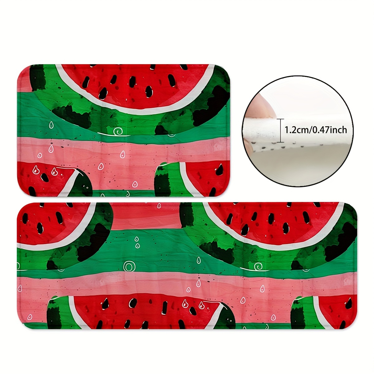 

Watermelon Fruit Kitchen Rugs - Non-slip, Water Absorbent Polyester Mats For Bathroom, Playroom, Dining Table - Machine Washable, 1.2cm Thick