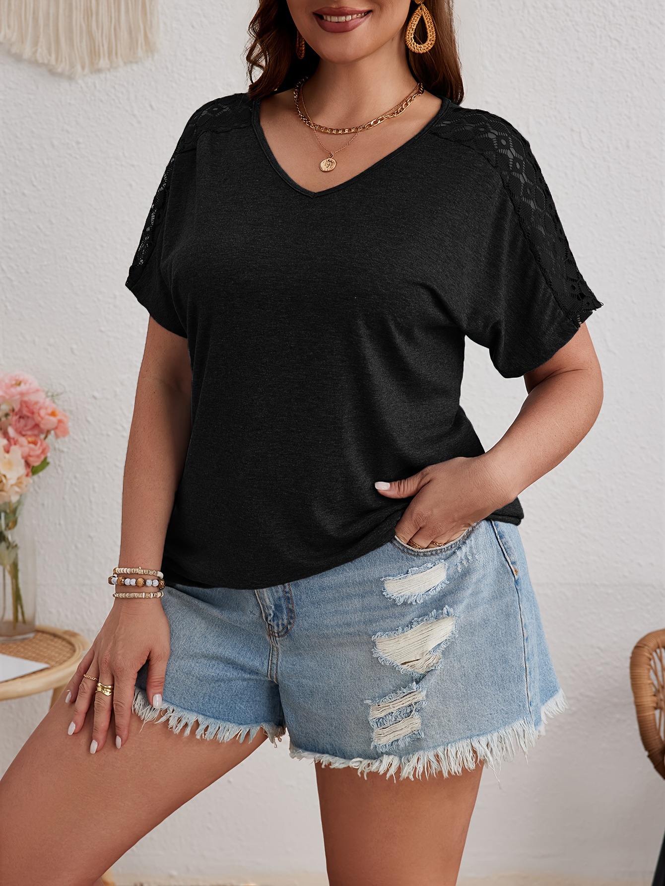 Plus Size, Plus Size Women's Ruched Batwing Sleeve T-Shirt