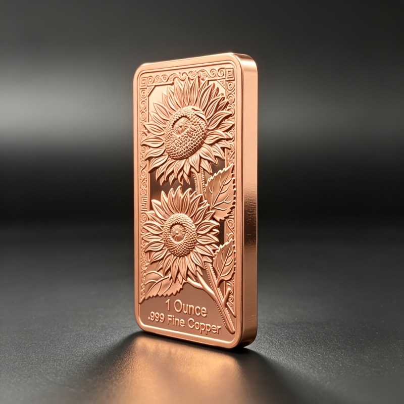 TEMU Barre de cuivre pur 999, 1 Oz, de cuivre rectangulaire avec relief de , artisanat métallique commémoratif , cadeau d'ornement ludique