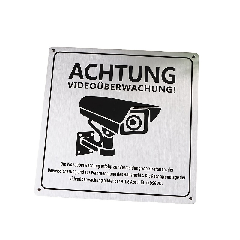 Self-adhesive Camera Warning Sign: Monitoring Board, Non-electrified, With Adhesive Backing, Small And Portable, , Suitable For