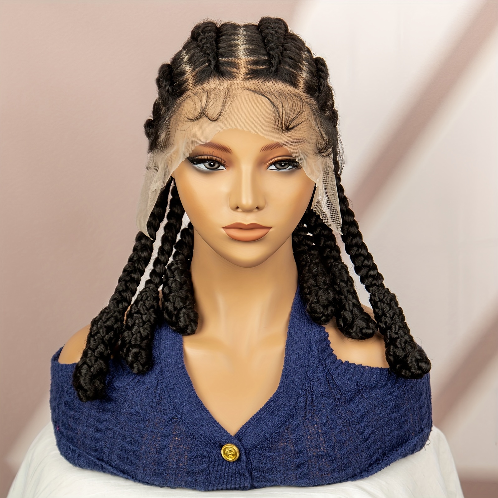 

Unisex Full Lace Braided Wig - Heat Resistant Synthetic Hair For Daily Wear, Versatile Curly Style Braided Wigs Curly Wigs For Women