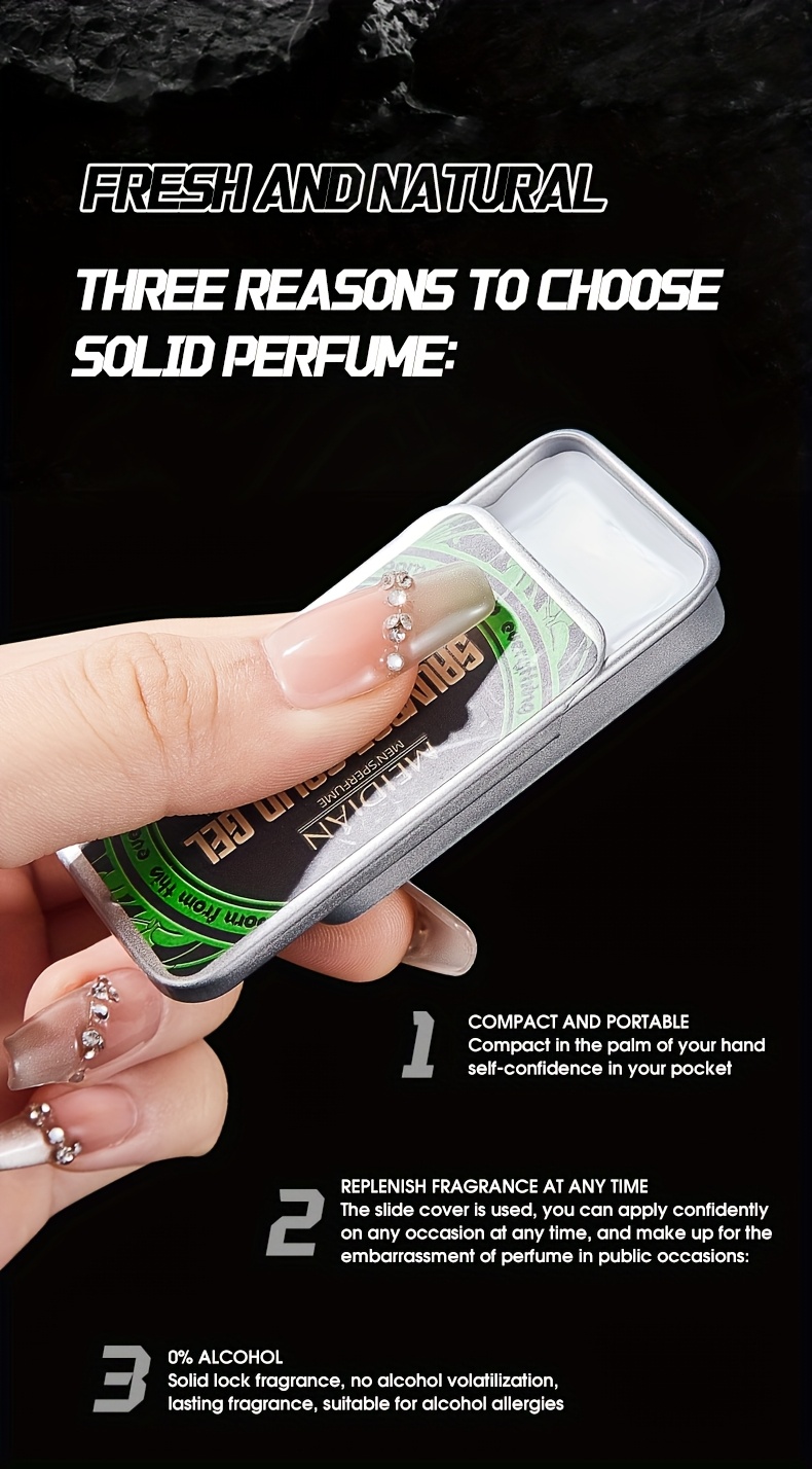 Men's Portable Solid Perfume Case, Refreshing and Long-lasting Solid Balm, 4 Fragrance Types, Suitable for Dating and Daily Use, Ideal Gift 10g*4