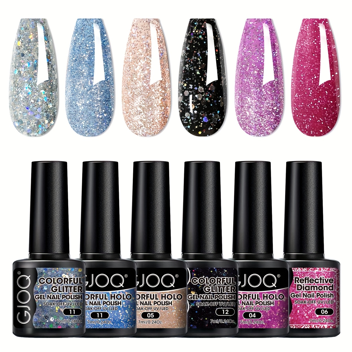 Image of 6pcs Gel Polisher Set 6 Colors Glitter Gel Nail Set Soak Spring Summer Nail Gel Nail Polish Nail Polish U Art Set Ladies Gifts