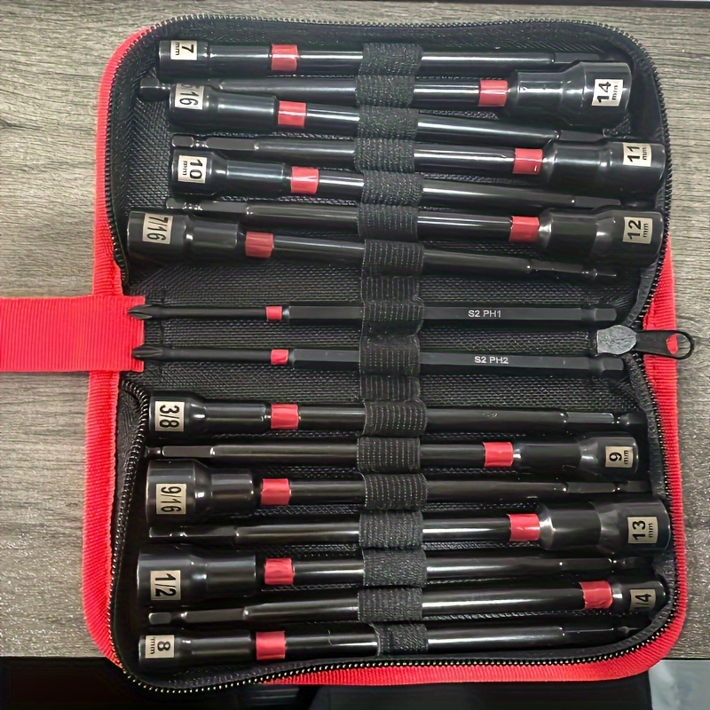 

16pcs Magnetic Nut Driver Set With 4/16 Angle Shank - Steel, Tools