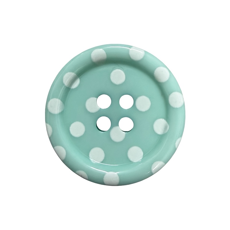TEMU 6pcs 23mm Fresh Mint Green Polka Dot Resin Buttons Suitable For Knitwear, Sweaters, Coats, Jackets, Diy Crafts, Scrapbooking - Four-hole