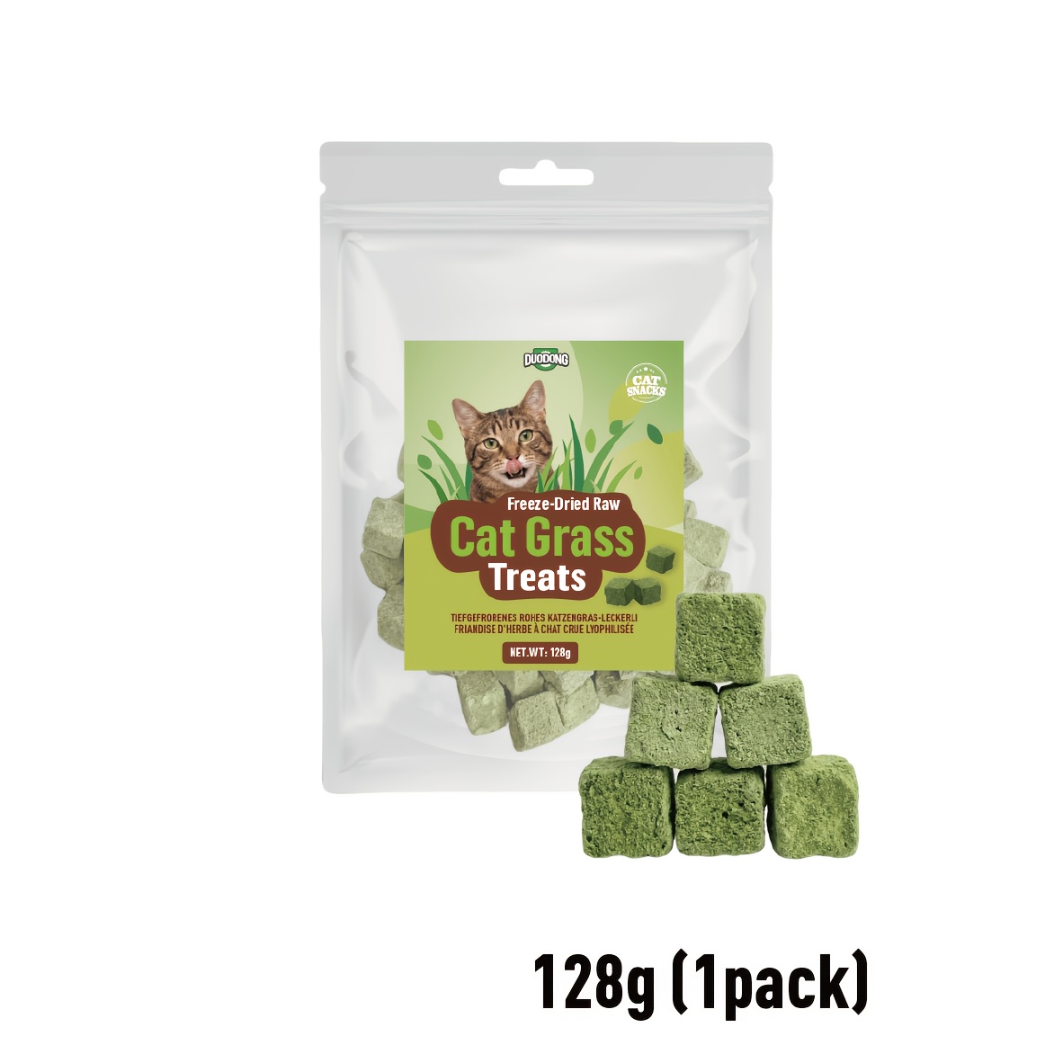 Image of Freeze-dried Cat Grass Treats For Hairball Control, Grass Sticks For Teeth Cleaning &