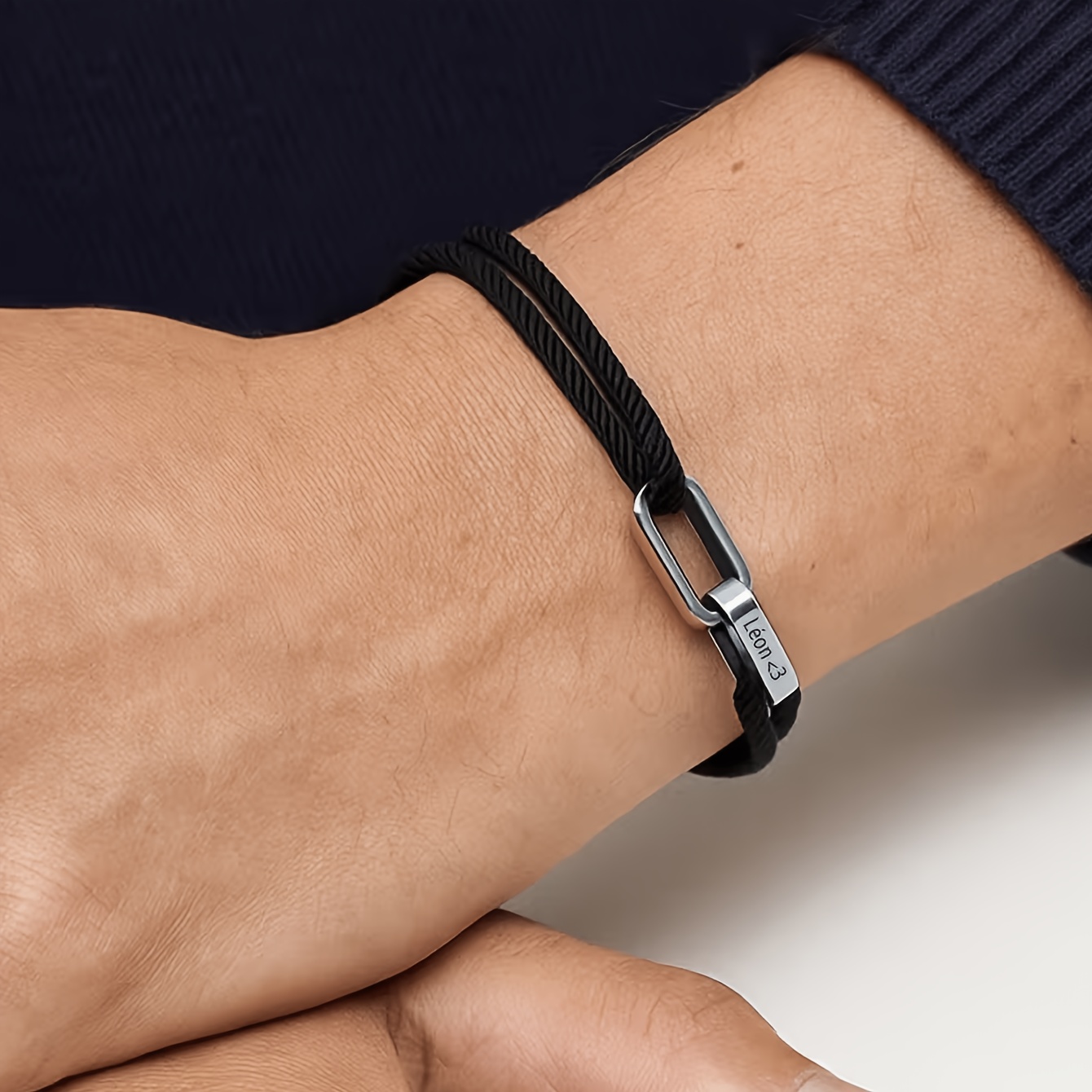 Custom Couple Name-Engraved Adjustable Knot Bracelet, Unisex Gift