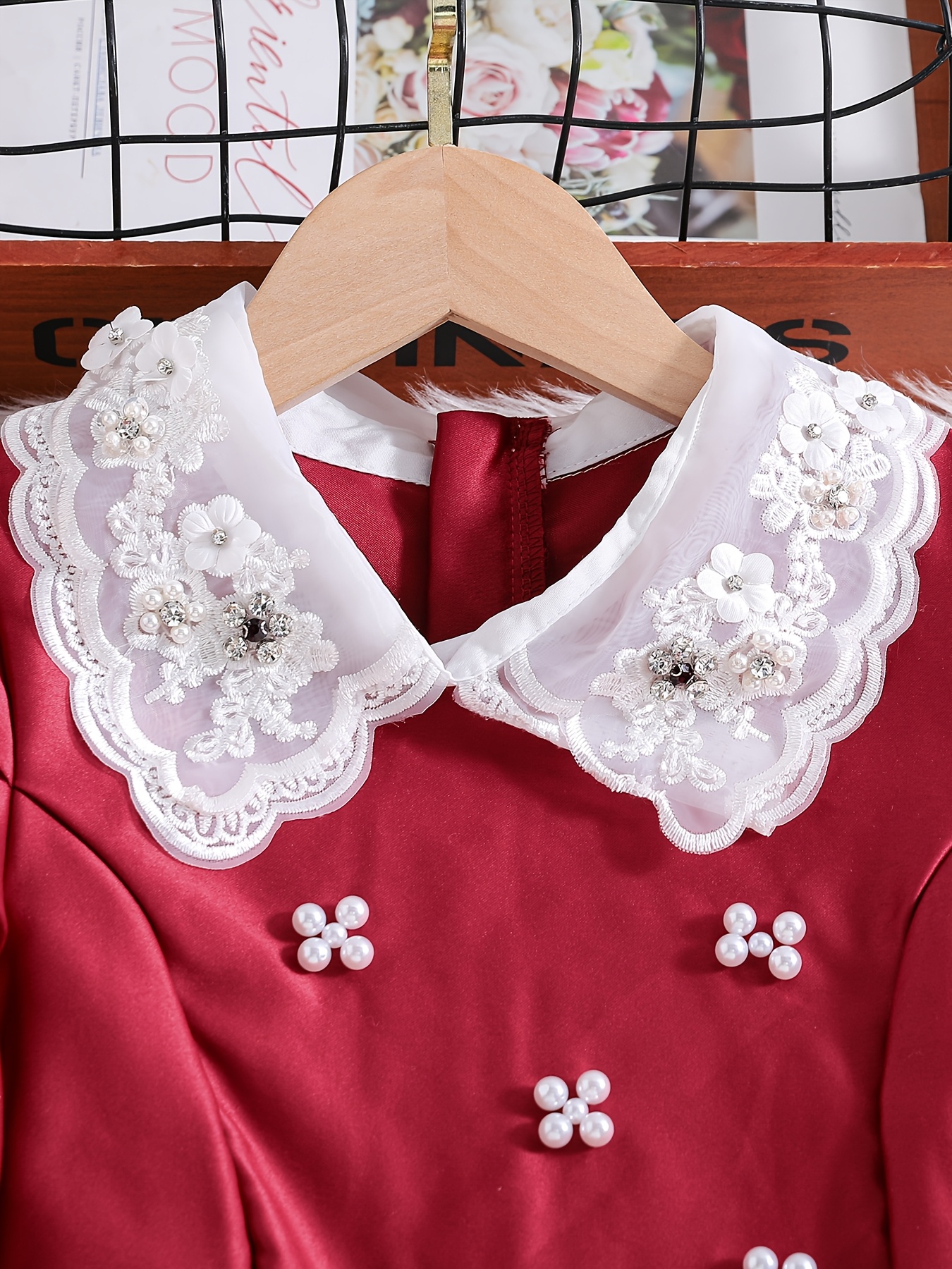 open lace back dress Rebellious】 Red dress new Chinese cheongsam lace dress waist split s –  Yandan_Hanfu main image 1