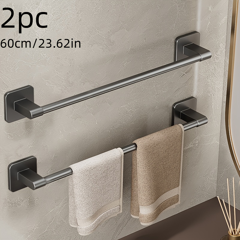 TEMU 2pcs Modern Plastic Towel Rack, Wall-mounted No-drill Single Rod Holder, , Durable Space-saving Design For Kitchen & Bathroom Storage, Strong Load Capacity, Towel Holder For Bathroom, Towel Racks