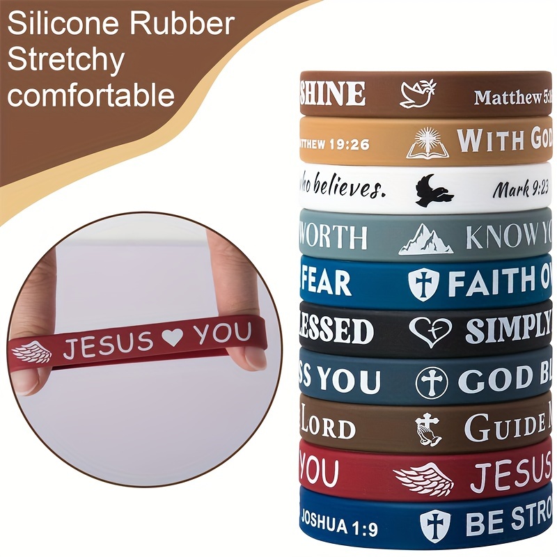 20pcs Bible Verse Silicone Bracelets - Comfortable & Lightweight
