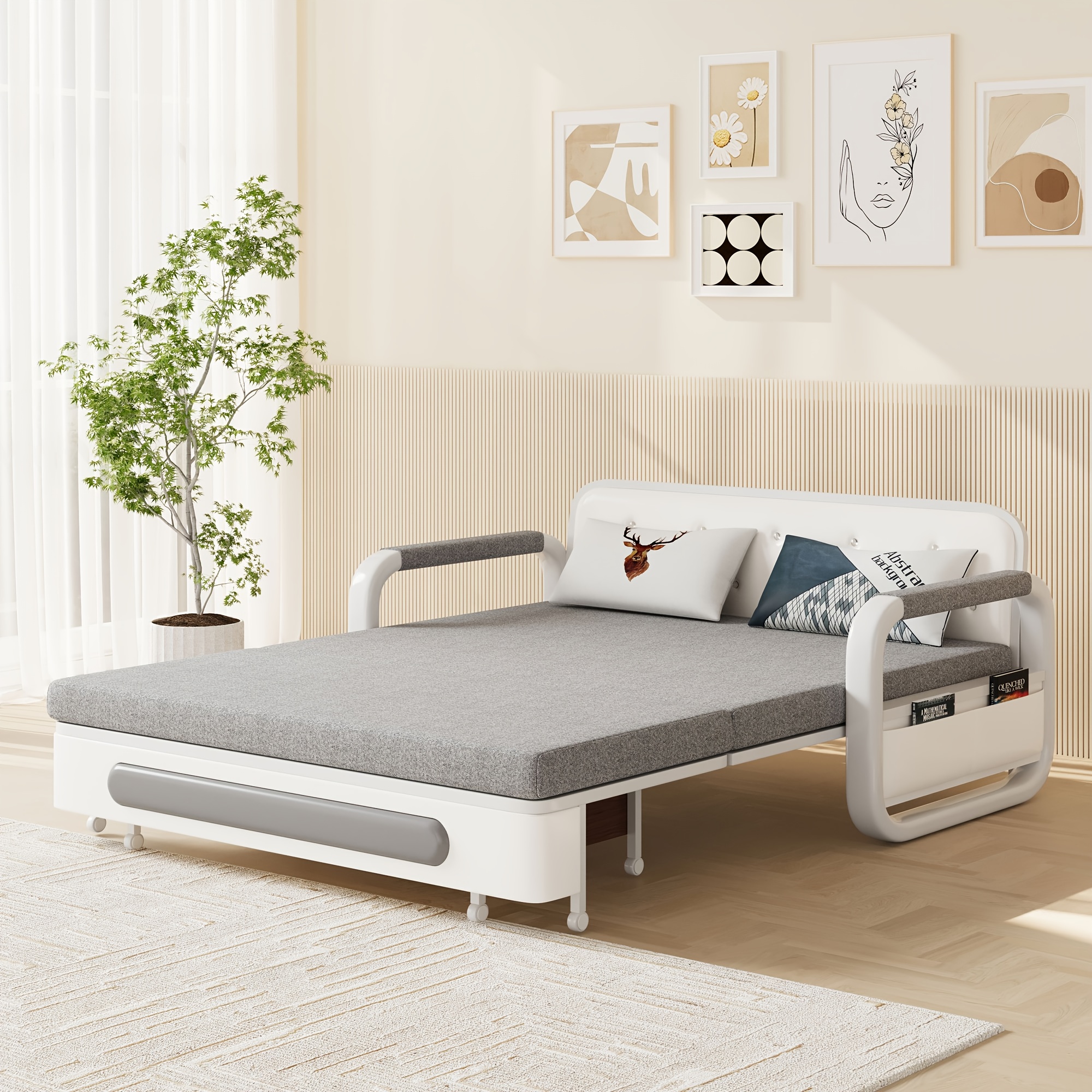 Bensorefurniture150cm Deep Gray And Bed | Foldable With Sleep Function, With Mattress And Storage Area, Suitable For Storage And Rest In Living Room Spaces