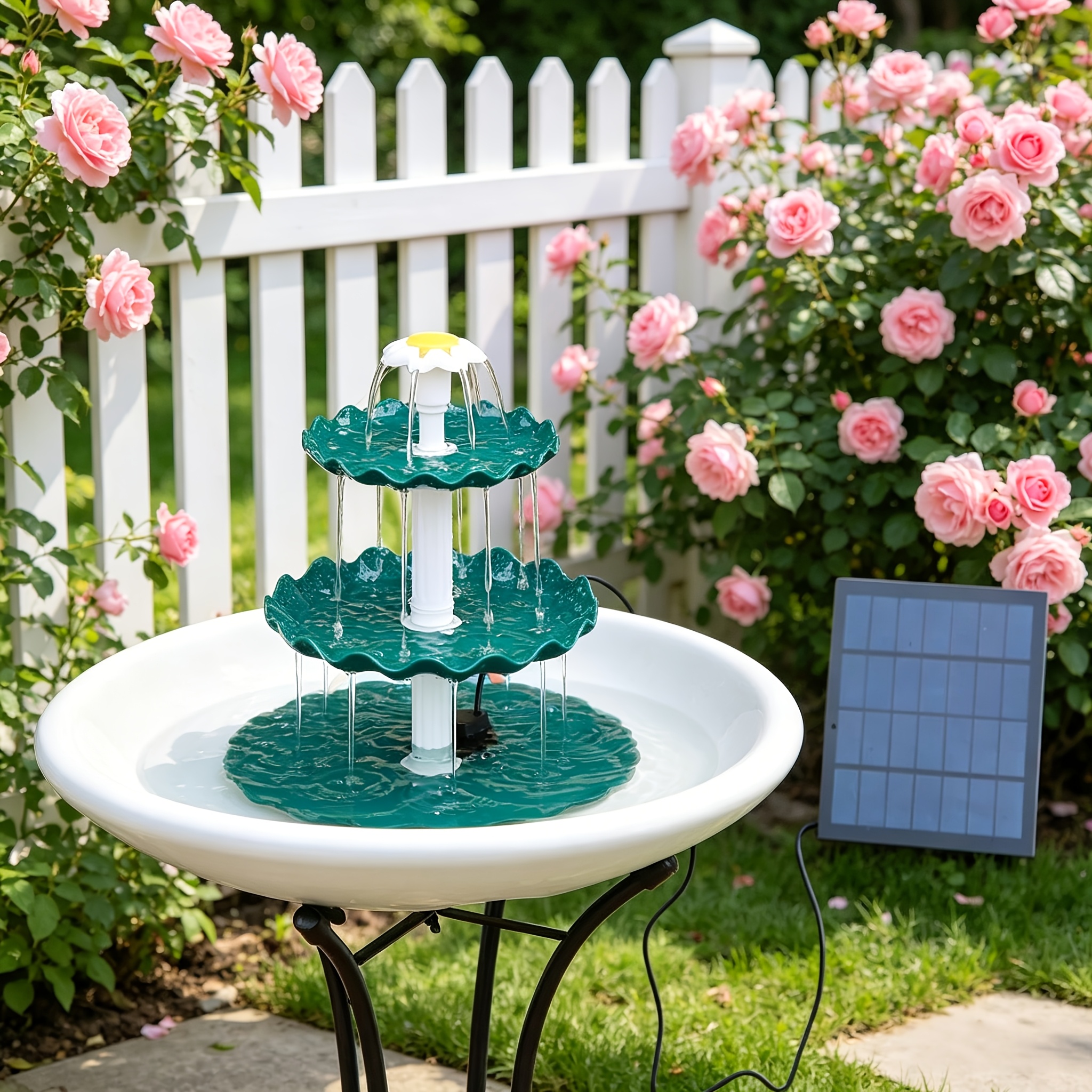 Flowing Solar Bird Bath Tub, Solar Fountain, 3w Outdoor Garden Decoration Solar Fountain Pump, Courtyard Decoration