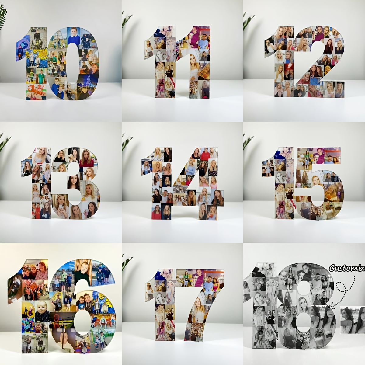 TEMU [2d Flat] Personalized Custom Digital Photo Collage, Custom Acrylic Number Ornament, Couple Anniversary Gift, Her/his Birthday Holiday Souvenir