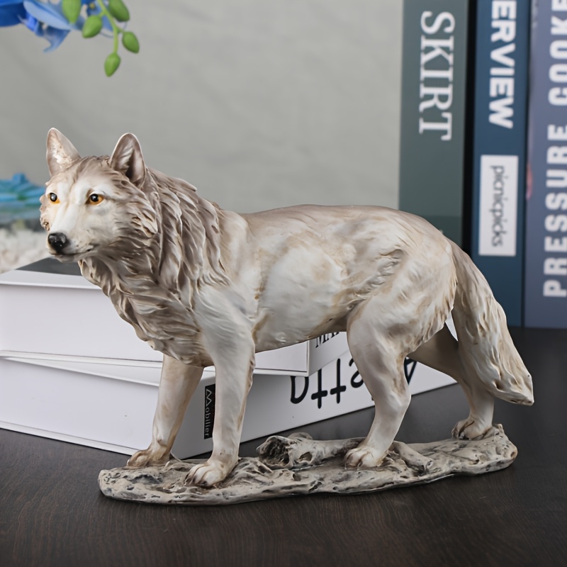 

9-inch Gray And White Wolf , Lifelike Resin Craft For Indoor/outdoor Decor, Ideal For Garden, Office, Bookshelf - Perfect Housewarming Gift, Outdoor | Animal | , Statues For Home Decor