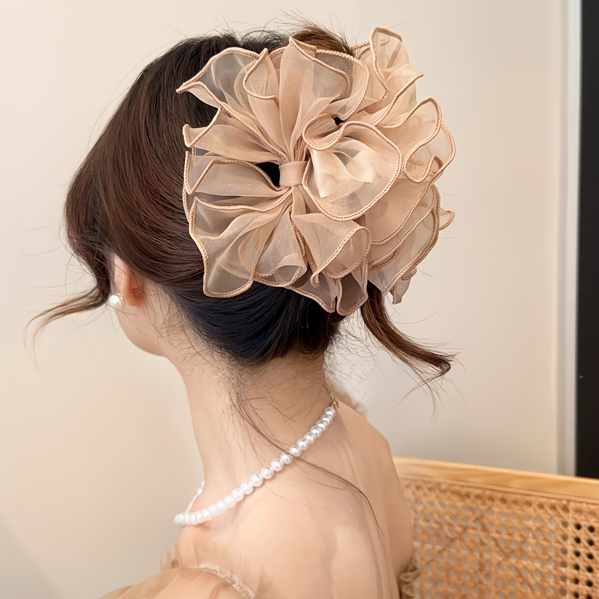 Scarf Bow Grab Clip, Elegant Hair Grab Clip Shark Claw Ponytail Hair Additions Headwear, Strong Styling, Easy Hair Styling Clip