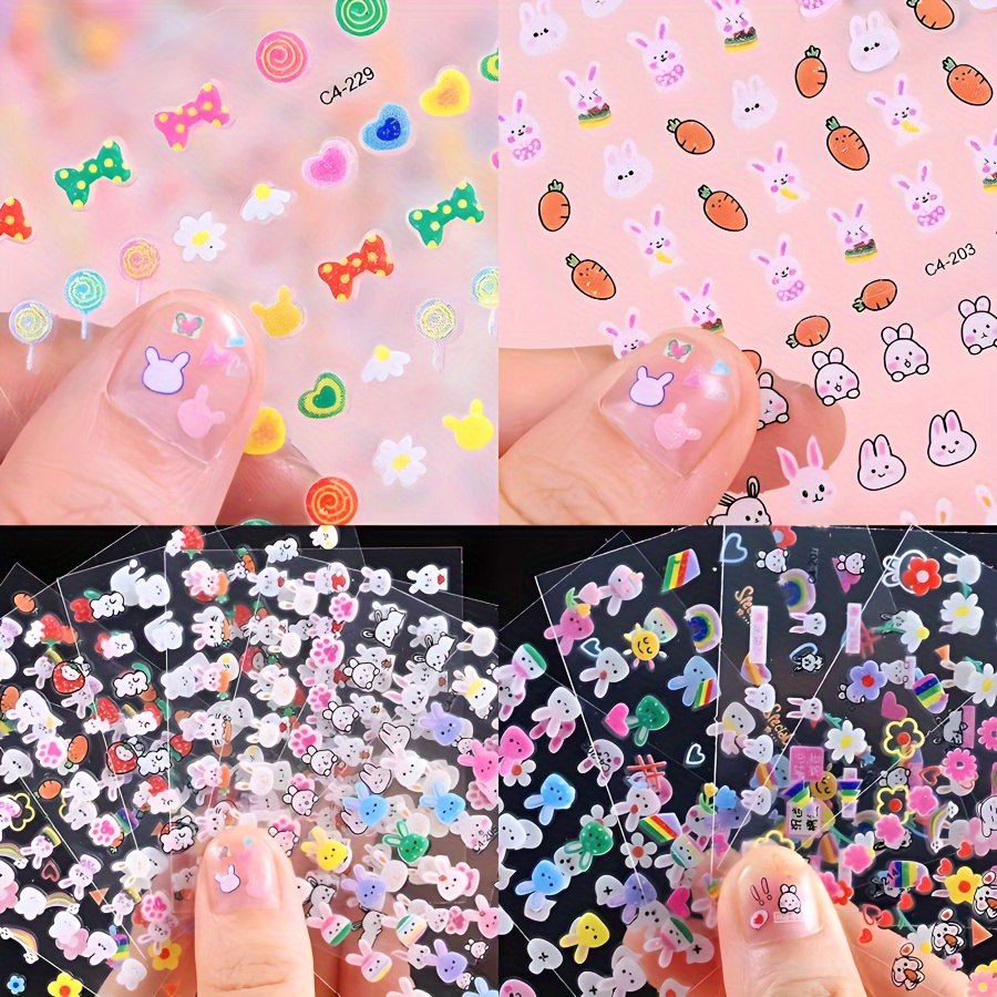 

30 Sheet Cute Cartoon Bunny Design Nail Art Stickers, Self Adhesive Nail Art Decals For Nail Art Decoration, Nail Art Supplies For Women And Girls