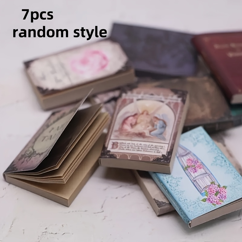 7pcs Set, Dollhouse Miniature Classical Pop-up Book Replica, Micro-scale Scene Bookshelf Prop Model Ornament, Styles Random