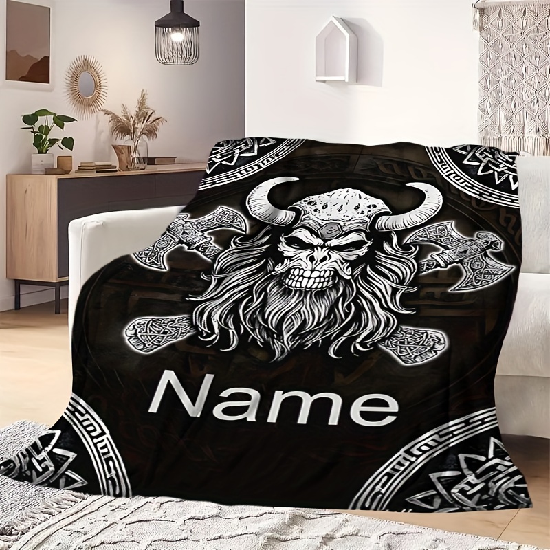 

Customizable Fleece Throw Blanket, Hypoallergenic Personalized Name Flannel Blanket For All Seasons, Machine Washable Digital Print Soft Bedding, Multipurpose Contemporary Style Throw