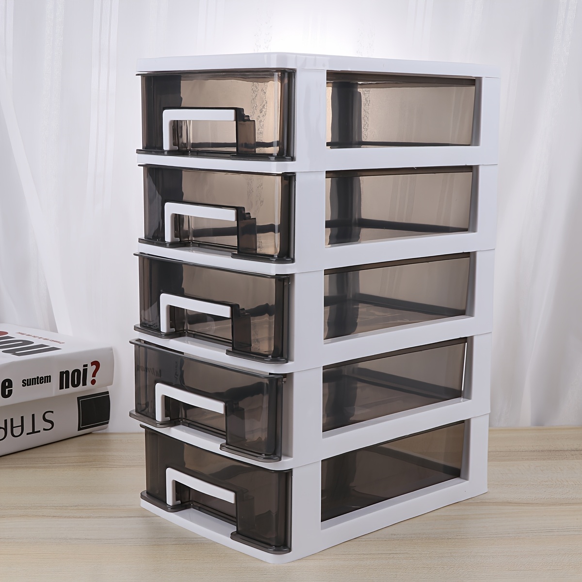 Multifunctional Five-layer Storage Cabinet, Drawer-type Portable Storage Box, Storage Box, Sundries Rack (black And Transparent)