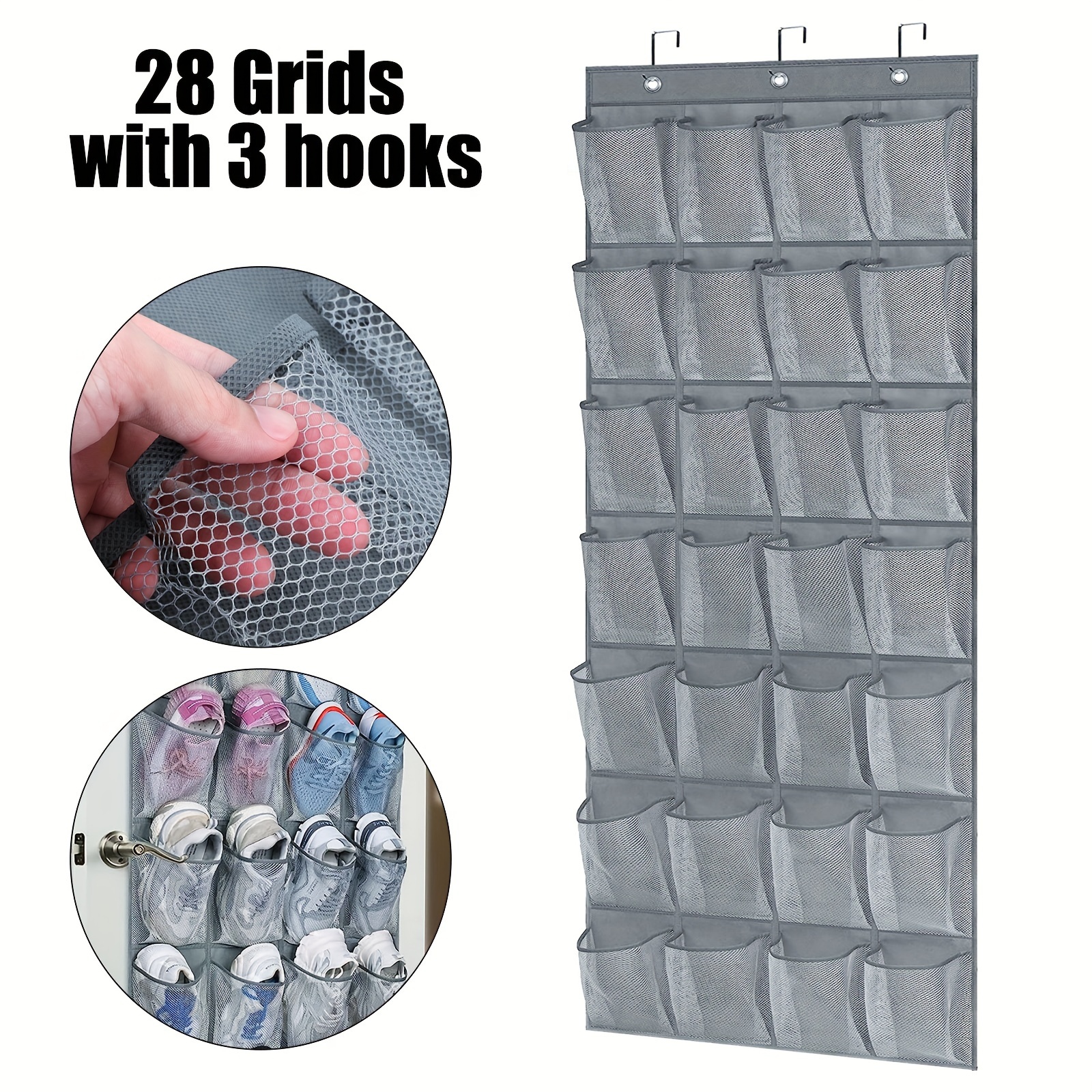 

Over The Door Shoe Storage Rack With 28 Deep Mesh Pockets, Large Capacity Hanging Shoe Bag, Household Storage Organizer