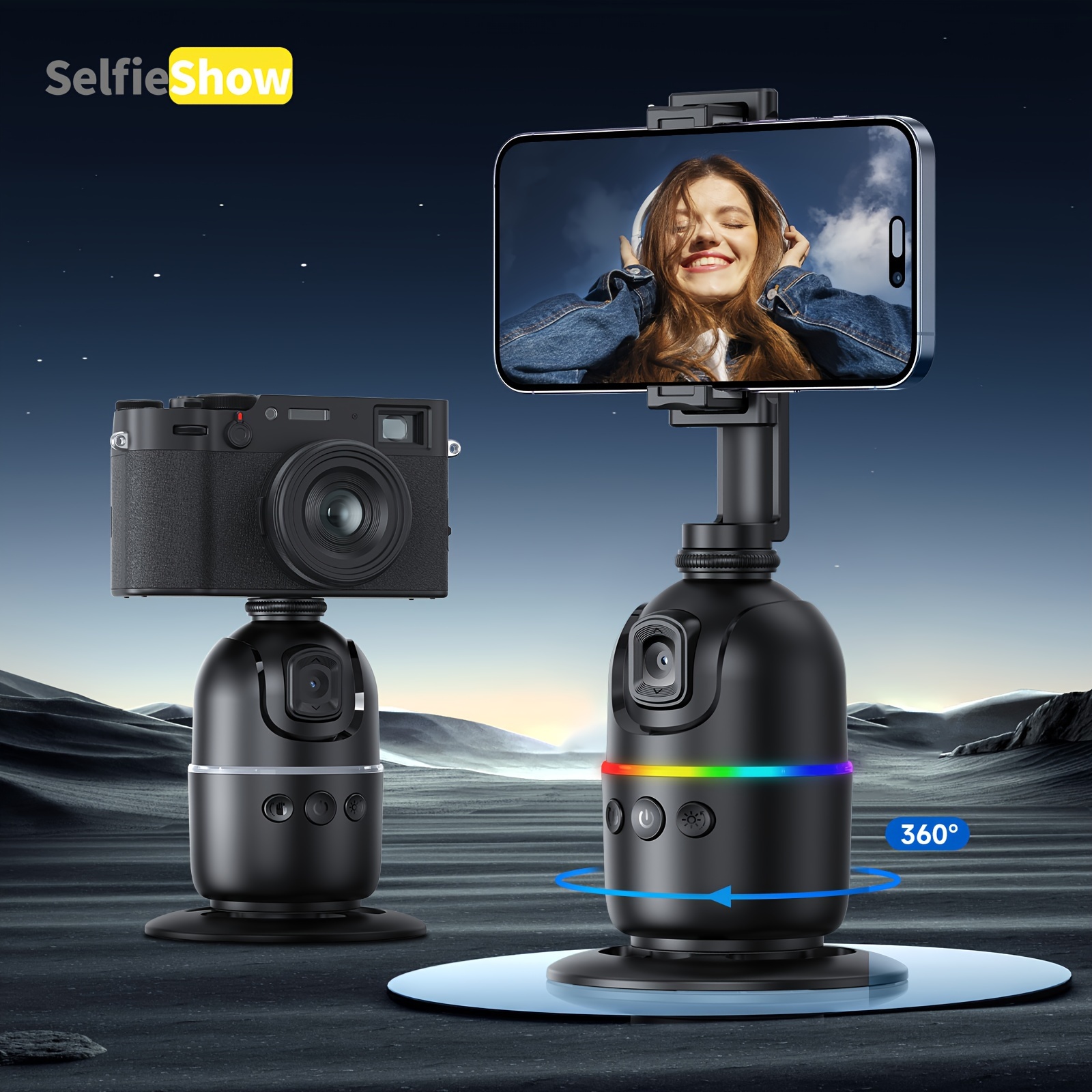 

Smart Ai Facial Recognition, Selfie Tripod For Panoramic Follow-up And Anti Shake, Automatic Facial Tracking Tripod, 360 ° Rotating Phone Installation, Smartphone Tracking Holder.