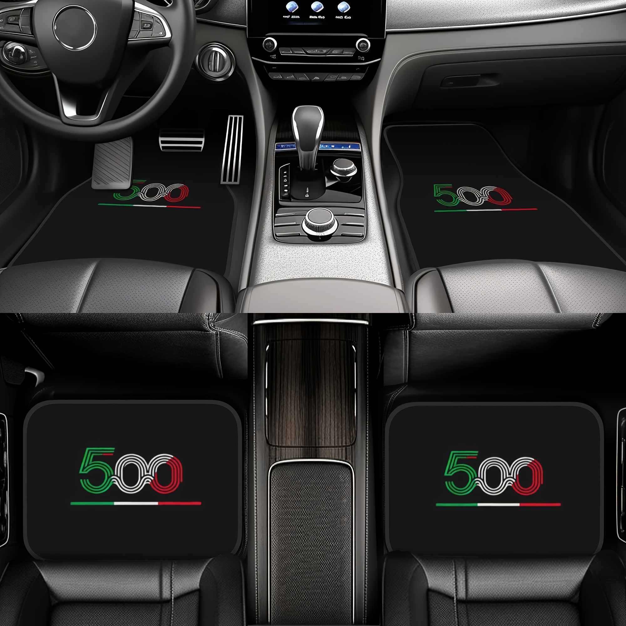 TEMU Ensemble de 4 pièces - Tapis de sol de voiture au design traditionnel italien 500 chiffres, ensemble et arrière 2 pièces, durables et faciles à