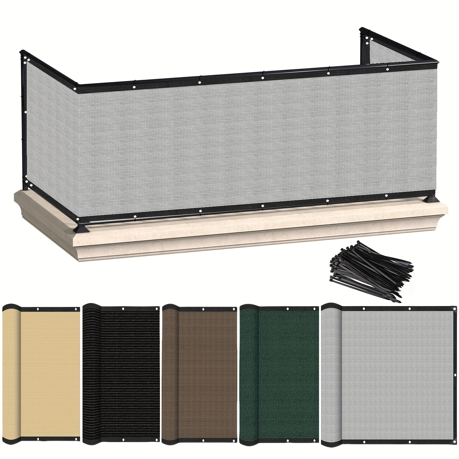 1 Set of Balcony Privacy Partition Screens, Full Blackout Opaque Fence Cover, for Apartment Railings/Outdoor Patios/Decks/Porches, with UV Protection and Windproof Dustproof