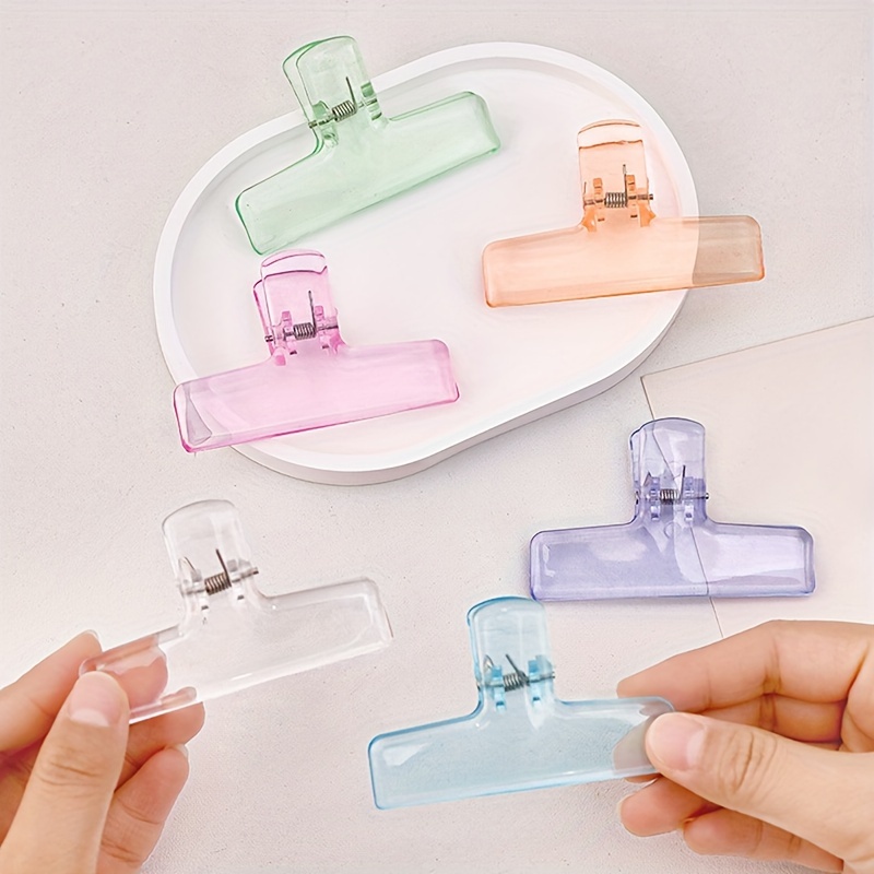 

6pcs Acrylic Clips With Metal Springs - Transparent Office Organizers, Paper Storage & Note Holders