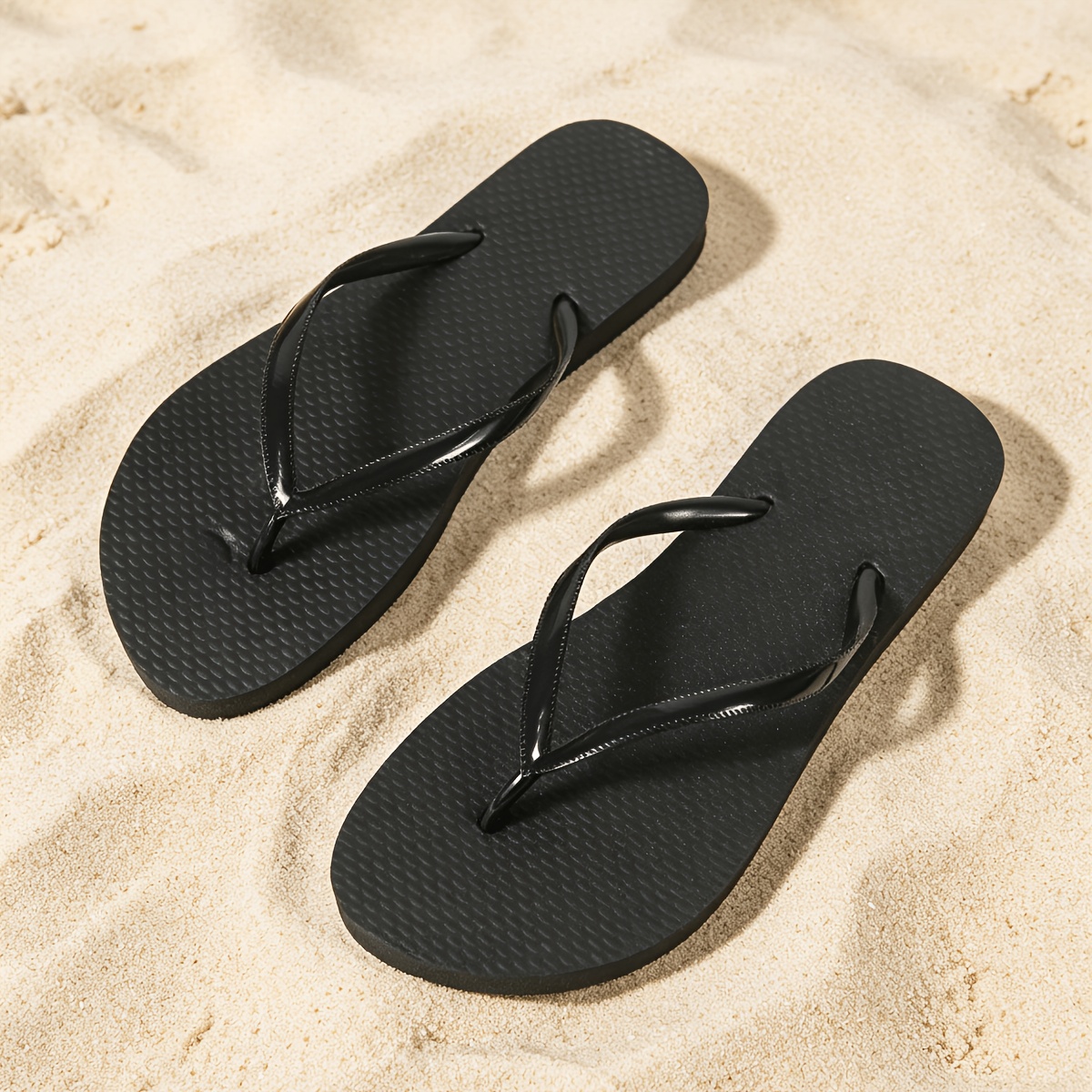 TEMU Sandales d'été pour femmes, plates, d'intérieur et d'extérieur, couleur unie, légères, style décontracté , randonnée, plage, route, rue,