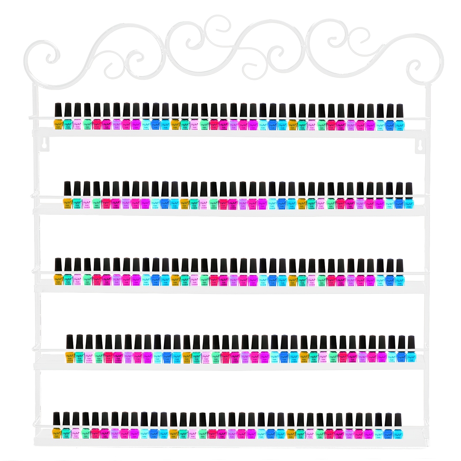Mounted 5-shelf Nail Polish Wall Rack Organizer For Nail Polish Or Essential Oils