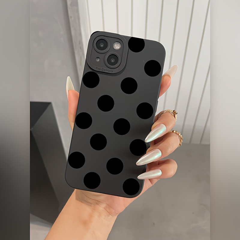 

Matte Lens Protection With Black Polka Dots, Suitable For 15 Pro Max Phone Case