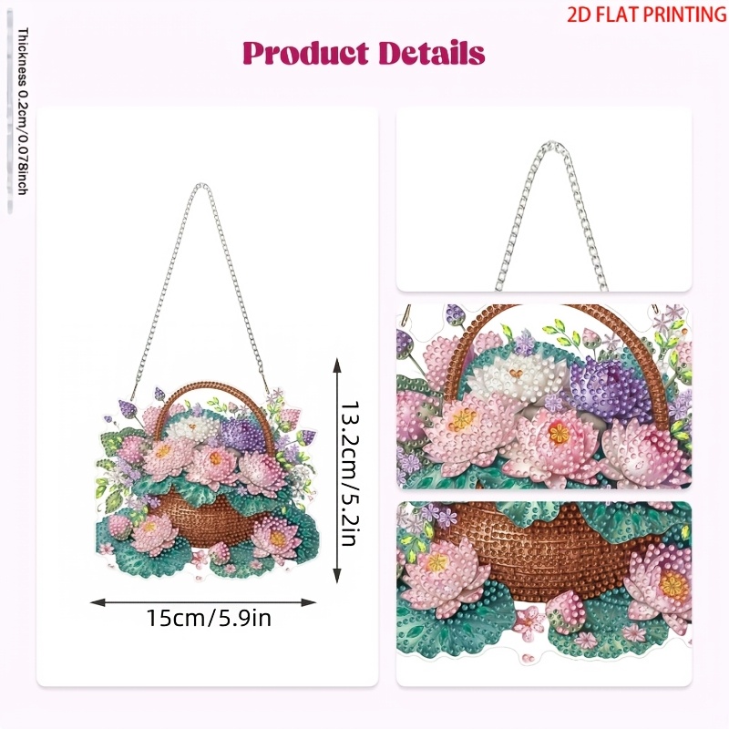 Flower Basket for Lotus Pattern Hanging Diamond Painting Kit