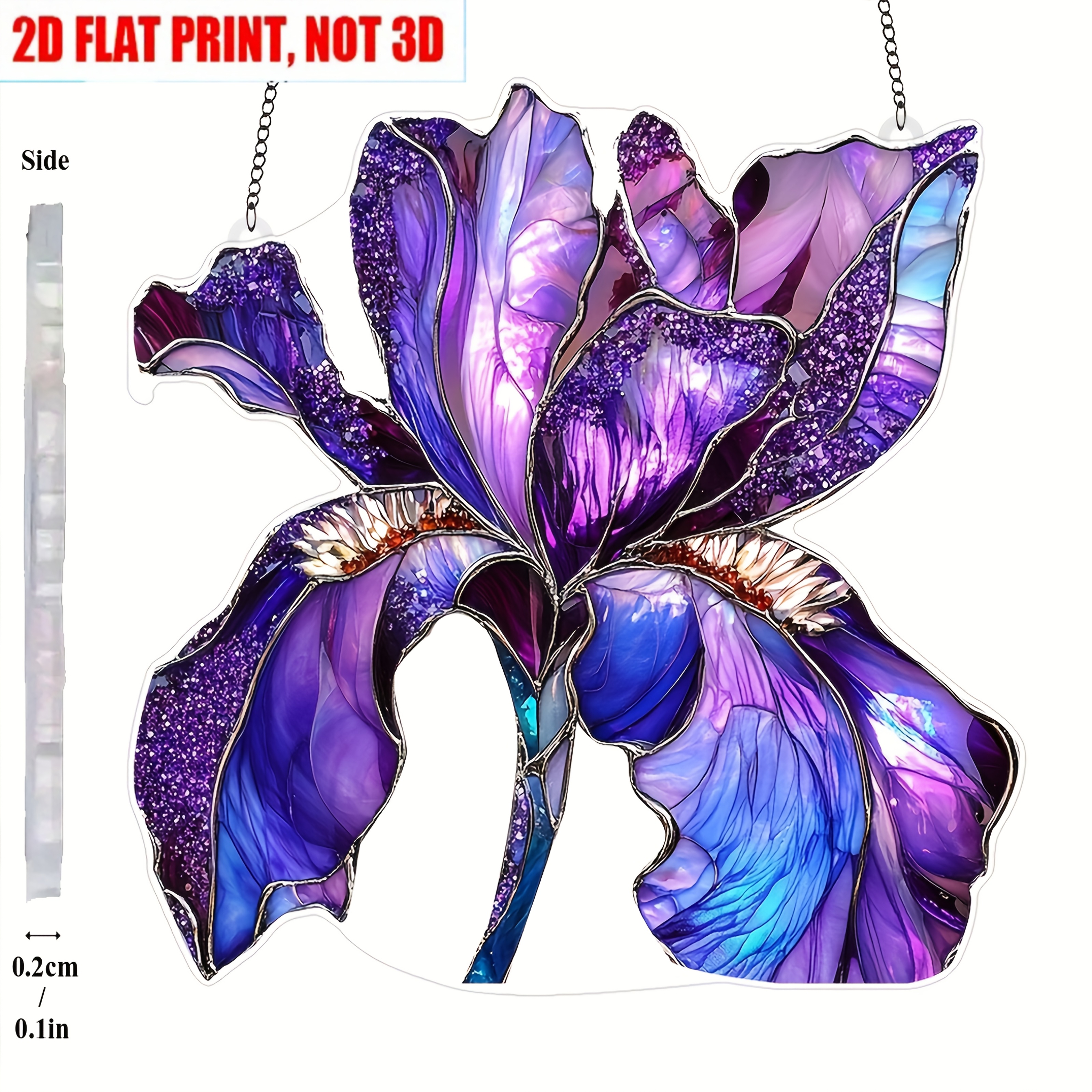 TEMU 2d Flat Flower Suncatcher, 8''x8'' 2d Flat Acrylic Wall Sculpture, Floral Window Decor, Anniversary Birthday Gift For Lovers, Ideal For Garden,