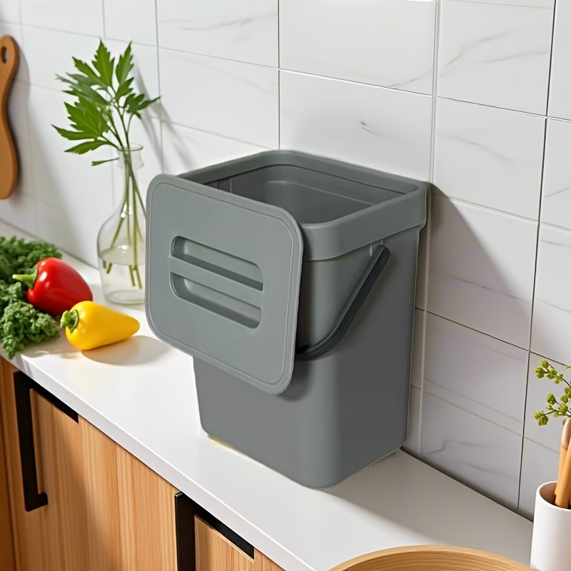 1   compost bin with handle and lid 101 44oz capacity durable plastic food waste disposal hanging countertop trash can standard large size for home use