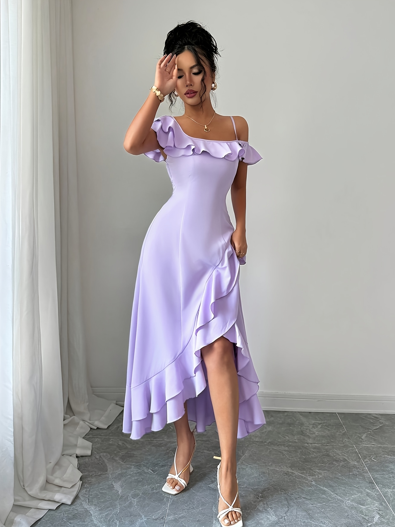 white christmas dresses Linen Wrap Dress in Lilac – Linen Swan