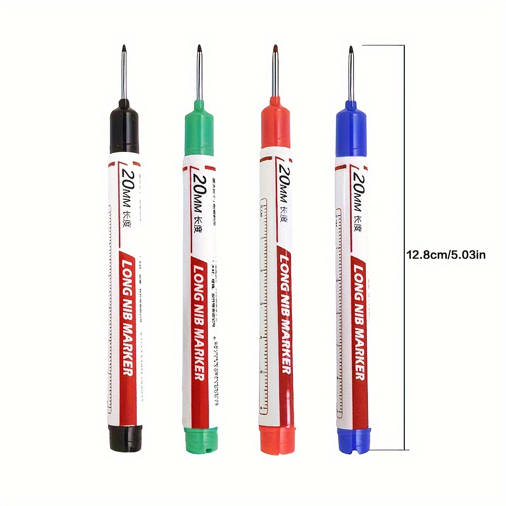 1/3pcs/Set Long Head Markers Bathroom Woodworking Decoration Multi-purpose Deep Hole Marker Pens Red/Black/Blue/Green Ink Oil Markers Pens Waterproof Multi-purpose Deep Hole Marker Pen