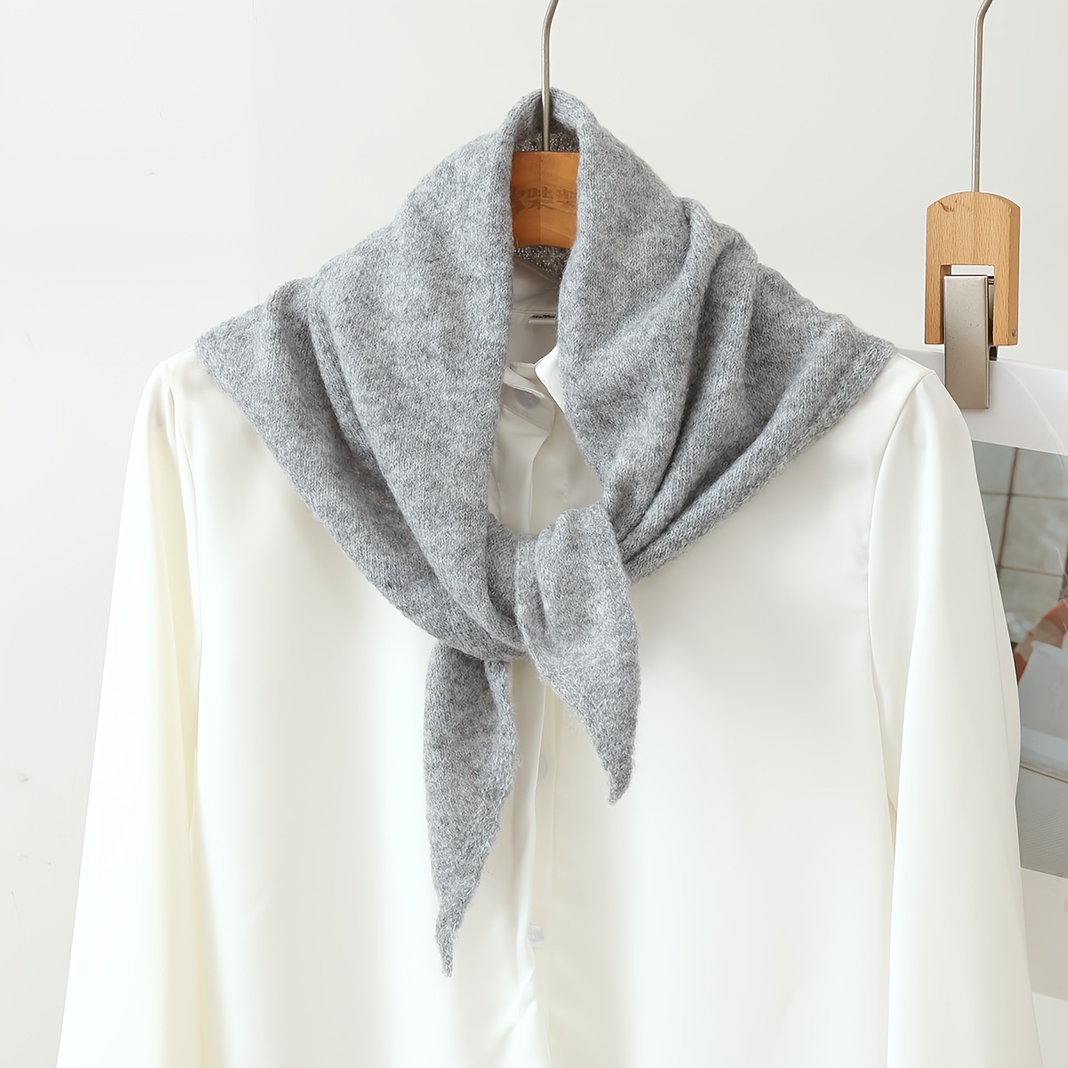 TEMU 1pc Solid Color Shawl Outer Wrap For Women, Spring, Autumn, Winter, Korean Style Versatile Warm Scarf Neck Warmer, Vintage Striped Solid Color