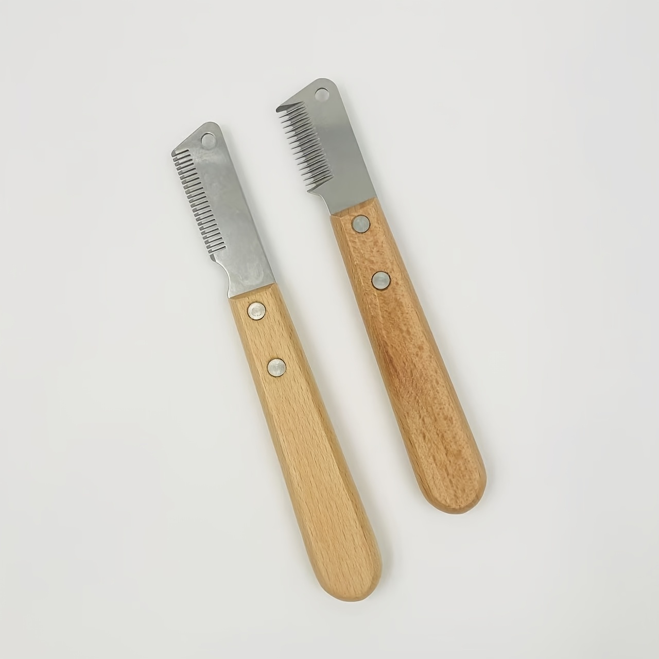 Image of 2pcs/1-set Dog Grooming Tool Kit, Wooden Handle Dog Deshedding Comb, Dematting Rake - For Deshedding, Detangling, Easy Hair Plucking And Gentle Trimming, Pet Hair Removal, Pet Grooming Supplies