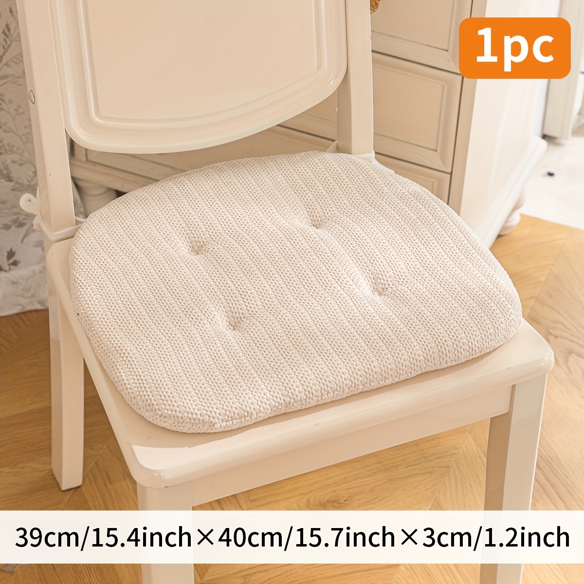 TEMU 1pc Chenille Fabric Cushion, Reinforced Stitching , Suitable For Dining Chairs, Office Chairs, And Other Settings, Thick Sponge Filling, With