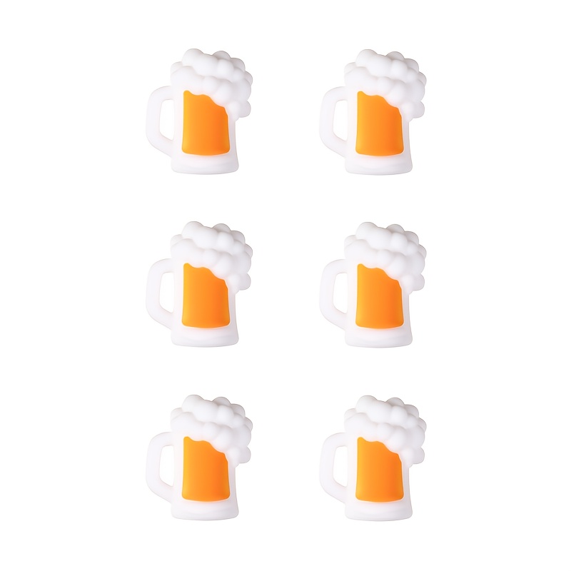 E-shop 6er-Set Bierkrug-Silikonperlen, 3D-Spaß-Element-Perlen für DIY-Loseperlen-Dekoration, geeignet für DIY-Schmuckherstellung, Perlenstifte,