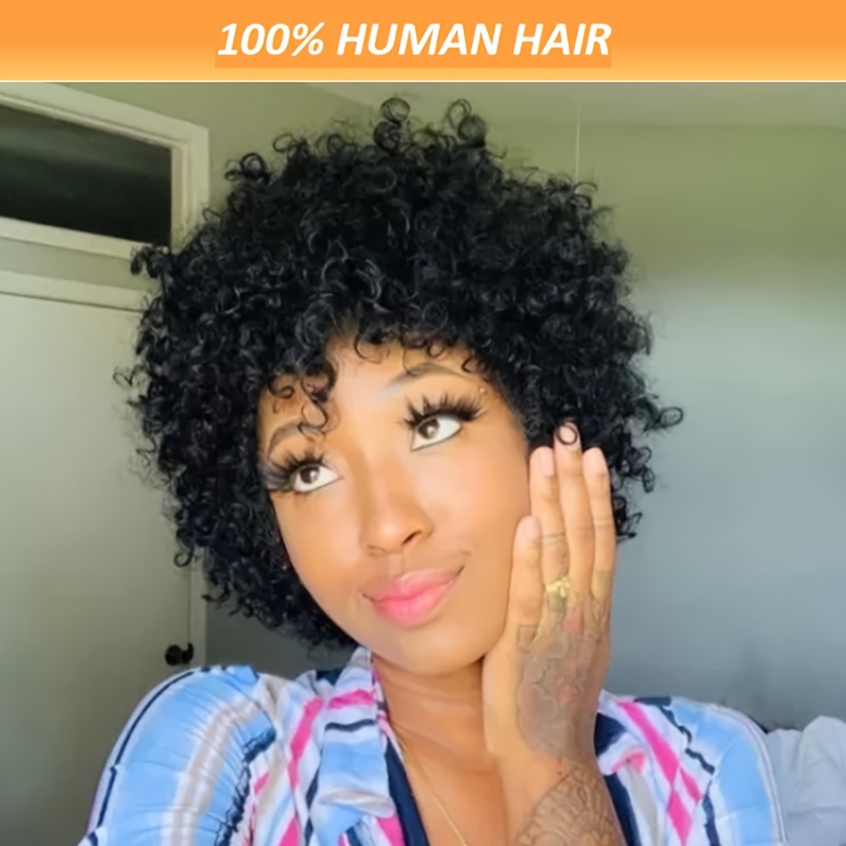 

Chic 200% Density Virgin Human Hair Wig - Afro Cut For All, Non-lace Cap, Versatile & Fashionable