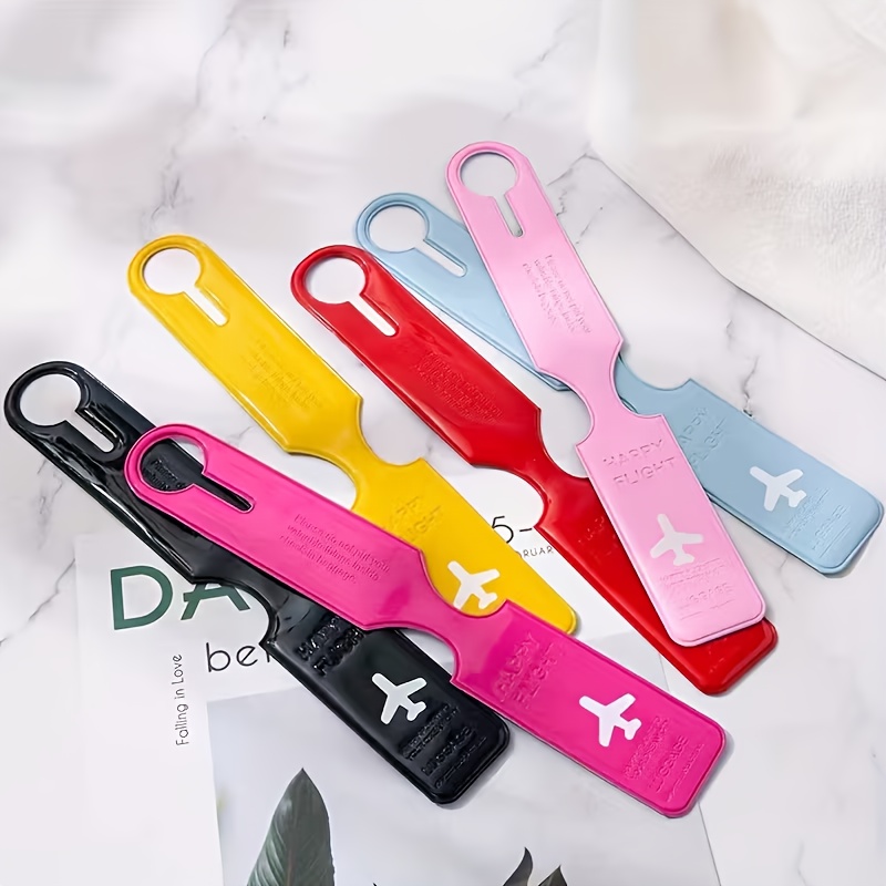 TEMU 6pcs Colorful Luggage Tags, Durable Pvc Travel Accessories With Easy-to-read Labels For Quick Identification, Stylish Flat Design, Suitable For