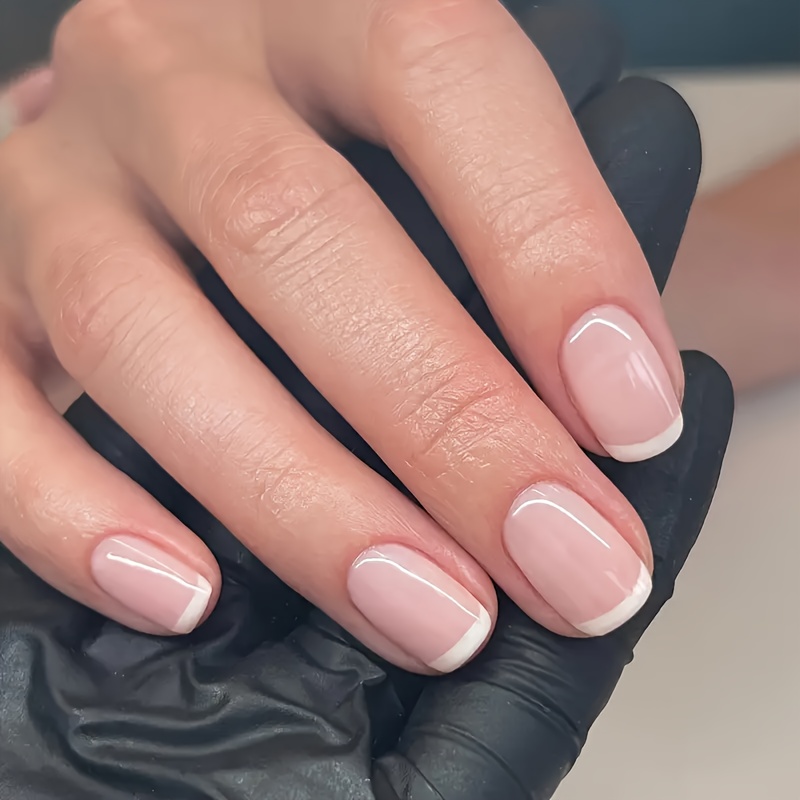24pcs Short Squoval -on Nails Set - Salon-quality, , Versatile, And Nude Color - Perfect For Casual Attire And Natural Look