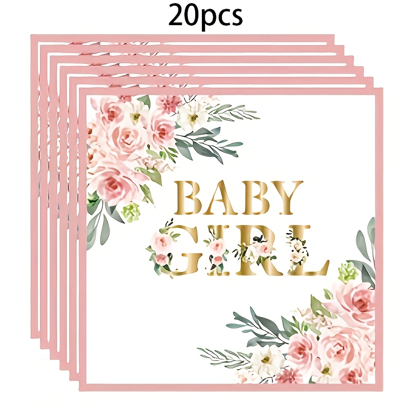 Image of 20/40/60/ Pcs Pink Rose Napkins & Rose Golden Shower Towels Suitable For Wedding, Shower, Party Decorations - Disposable Watercolor Tissue Papers, 2-ply Paper Napkins For Halloween、christmas