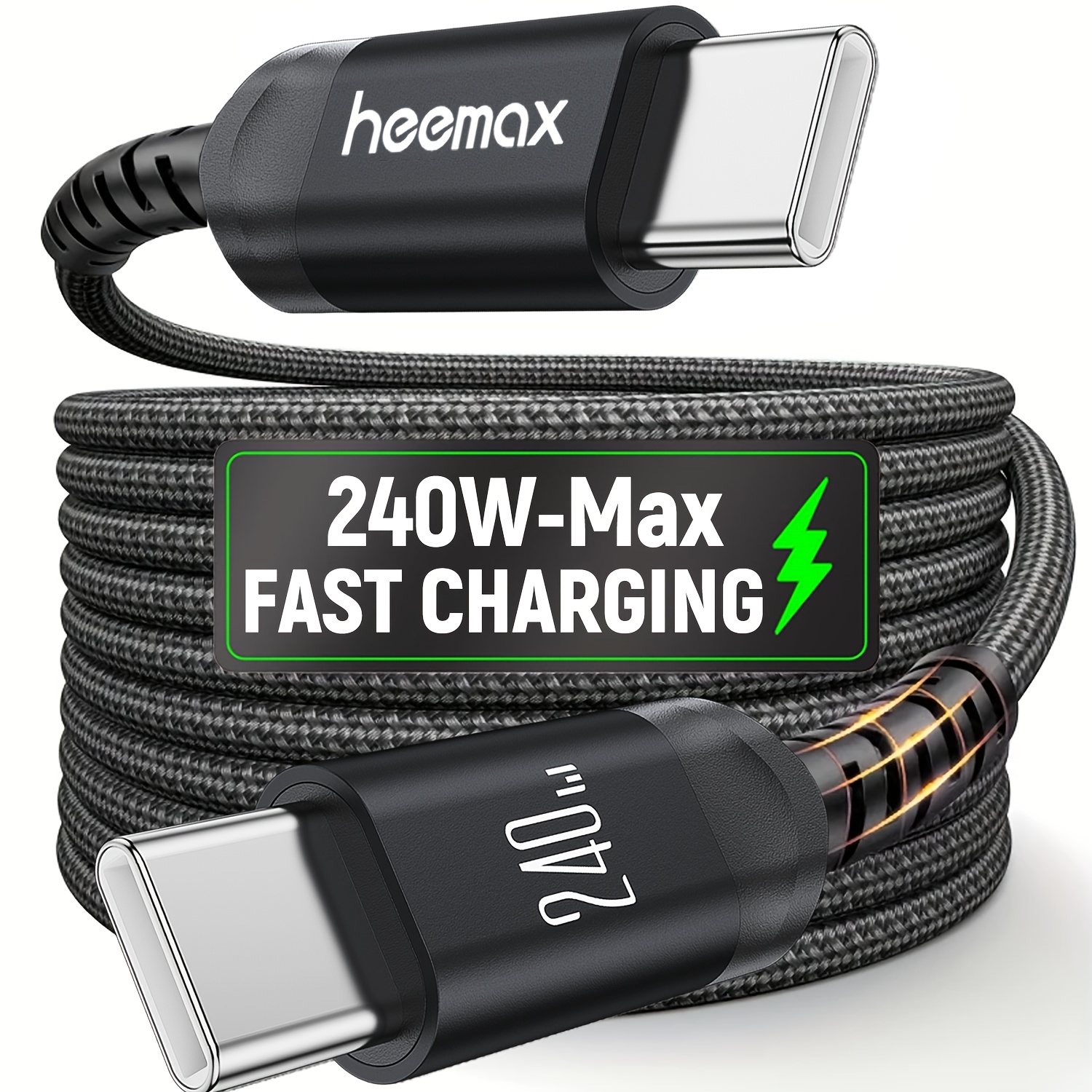 item picture HEEMAX 240W Max Fast Charging Cable, PD3.1 High-Speed Type-C Charger Cord, Fits for All USB-C to USB-C Port Devices.