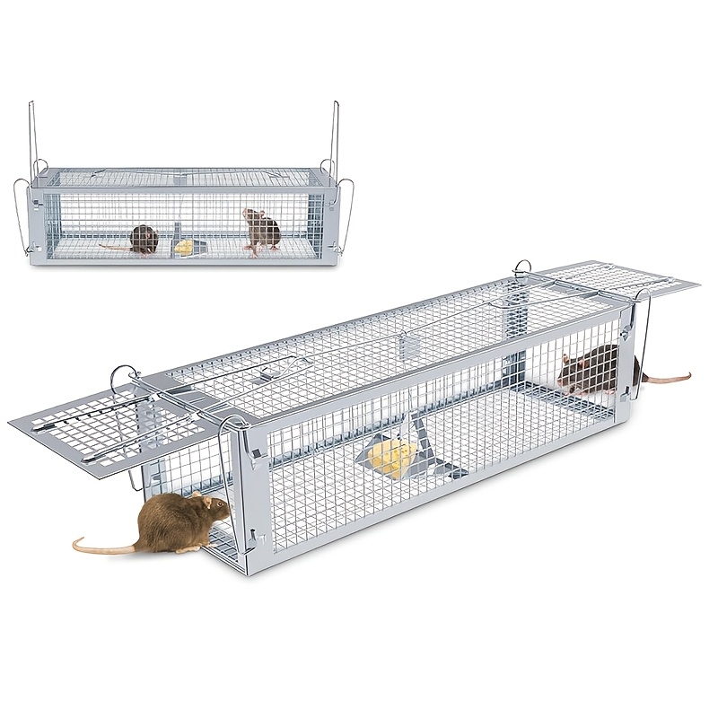 

Live Animal Trap Cage, Suitable For Indoor And Outdoor Large Double Door Mouse , Small Rodent Chipmunk Squirrel And Other Live Animal Cages, No Electricity Required, Reusable, No To Animals